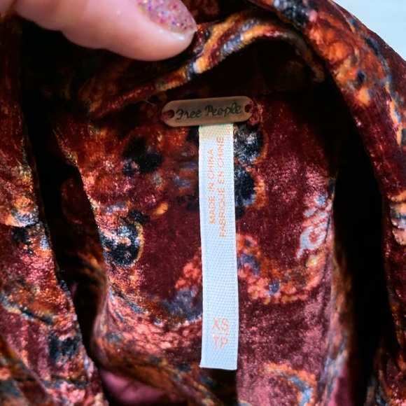 Free people crinkle velvet jacket blazer - Picture 7 of 8